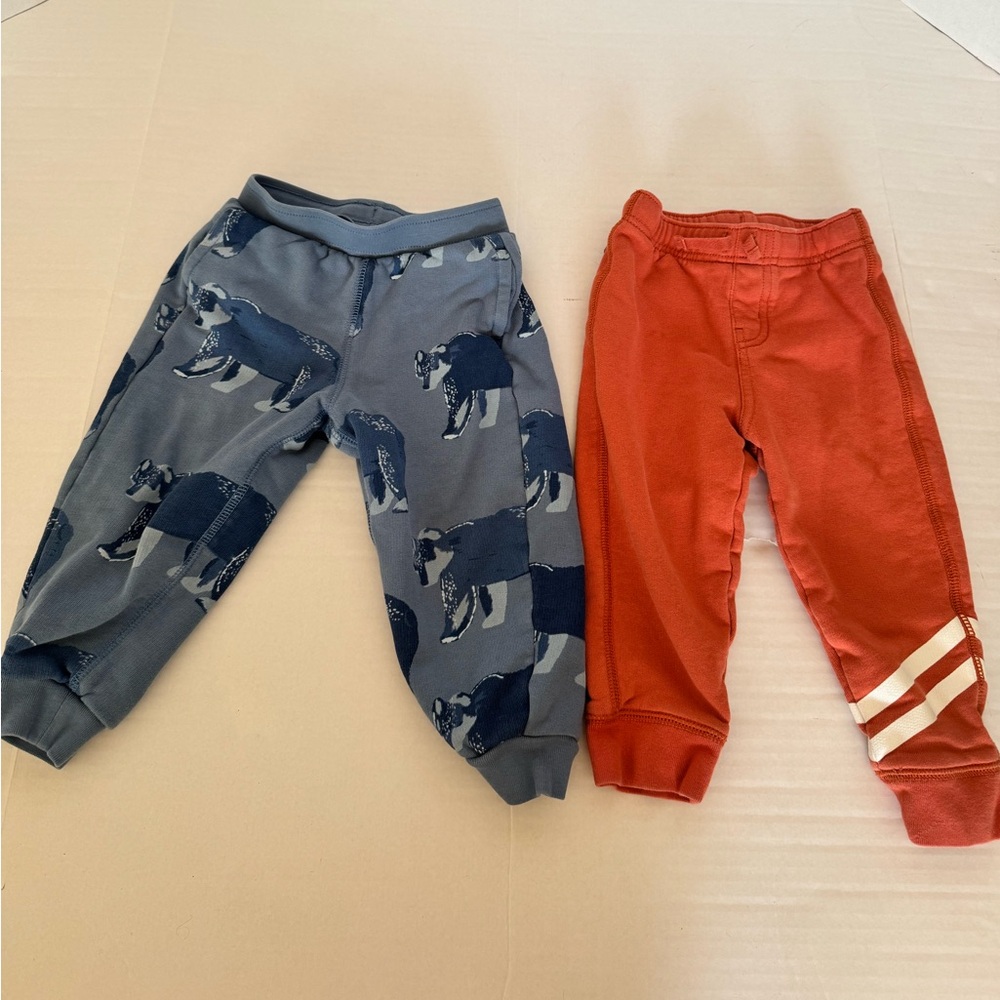 Tea Sweatpants Joggers Boys Size 2T Set of 2 pants Play Blue Wolves Red Stripes